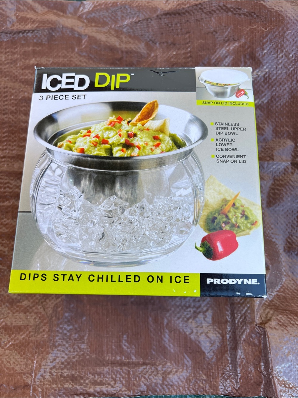 Iced Dip 3-Piece Stainless Steel and Clear Ice Bowl - Clear/Silver